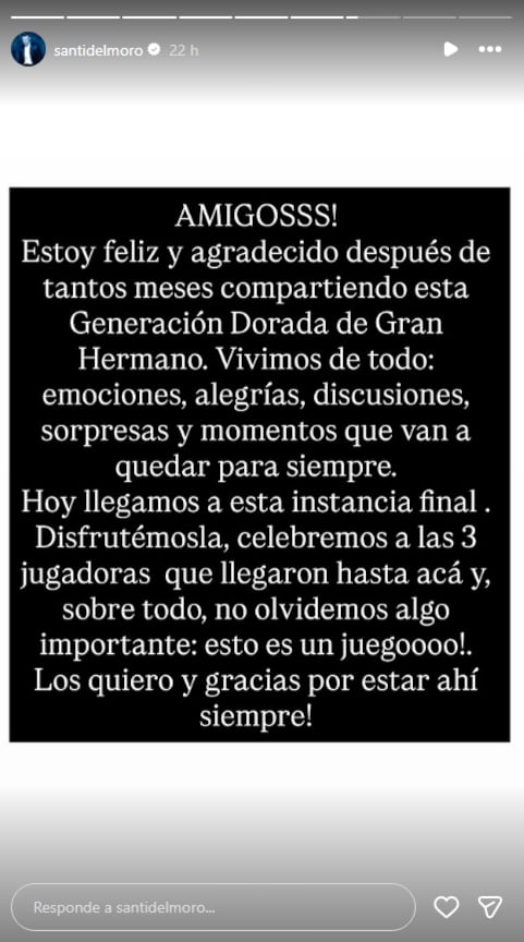 El conductor del reality compartió sus sentimientos de cara al gran desenlace (Instagram)