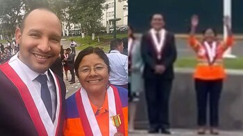 Isabel Cortez posa con Alejandro Muñante por los 200 años del Congreso de la República
