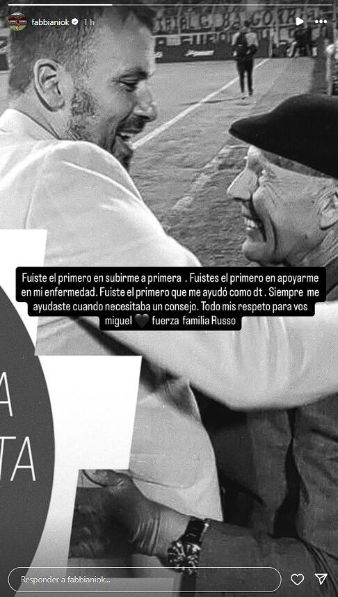 Cristian Ogro Fabbiani se acopló a los mensajes de dolor dedicados a Miguel Ángel Russo