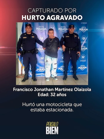 La víctima denunció el hurto de la motocicleta después de descubrir al día siguiente que el vehículo había sido robado frente a su vivienda. (Foto cortesía PNC)