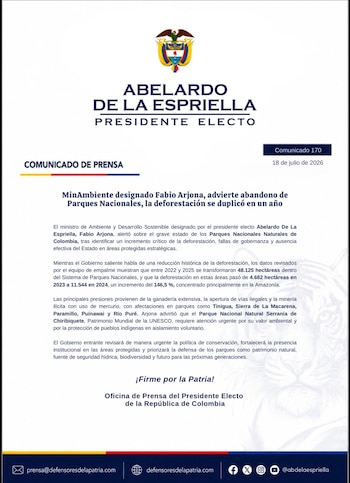 Este fue el comunicado del ministro de Agricultura designado, Indalecio Dangond - crédito Defensores de la Patria