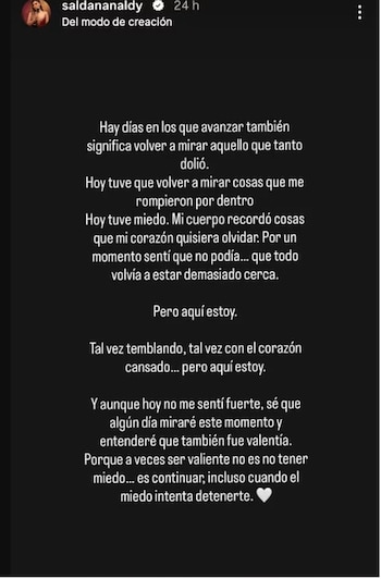 La cantante escribió en Instagram: “Hoy tuve miedo”, al contar que volvió a mirar material que “la rompió por dentro”.