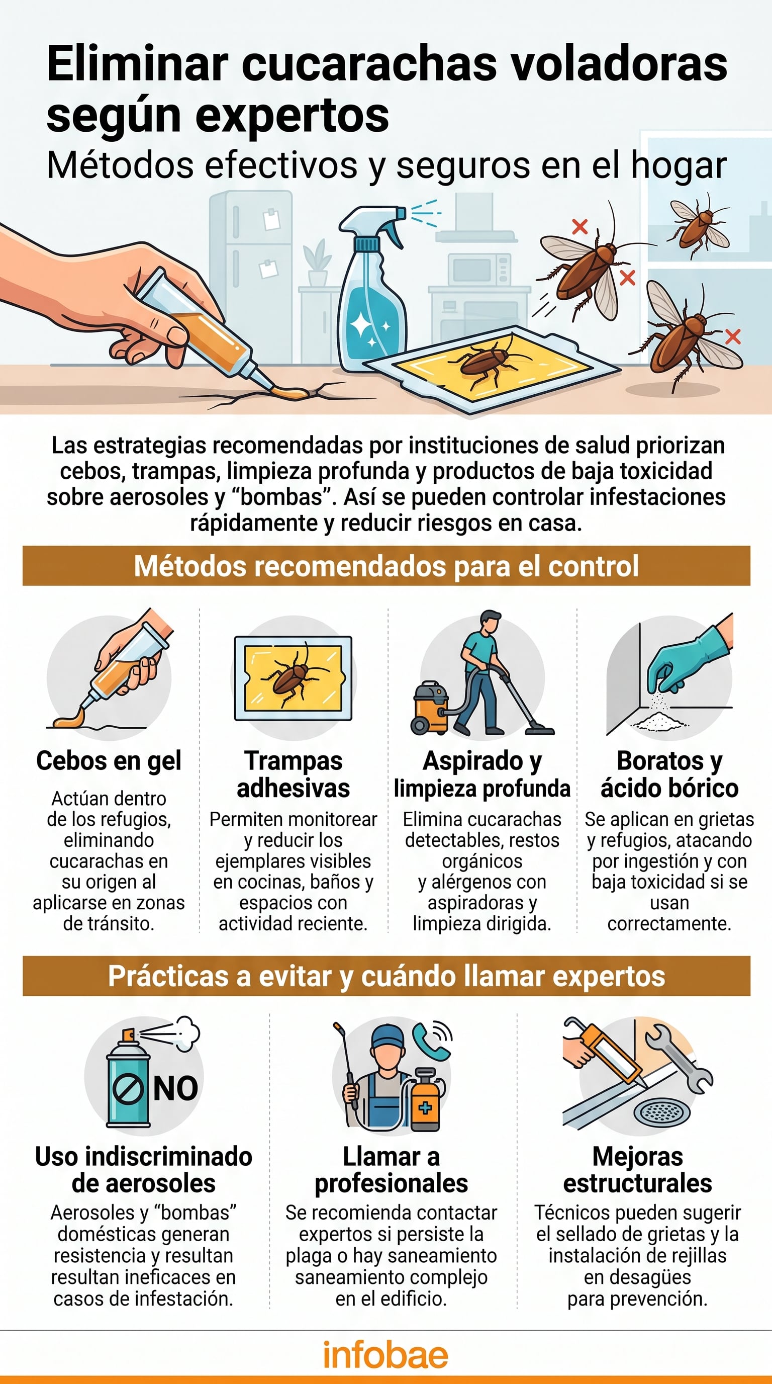 Métodos recomendados por expertos para eliminar cucarachas voladoras en el hogar. (Imagen Ilustrativa Infobae)