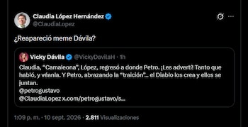 Claudia López respondió a Vicky Dávila en X tras los cuestionamientos por la reunión con Gustavo Petro - crédito X
