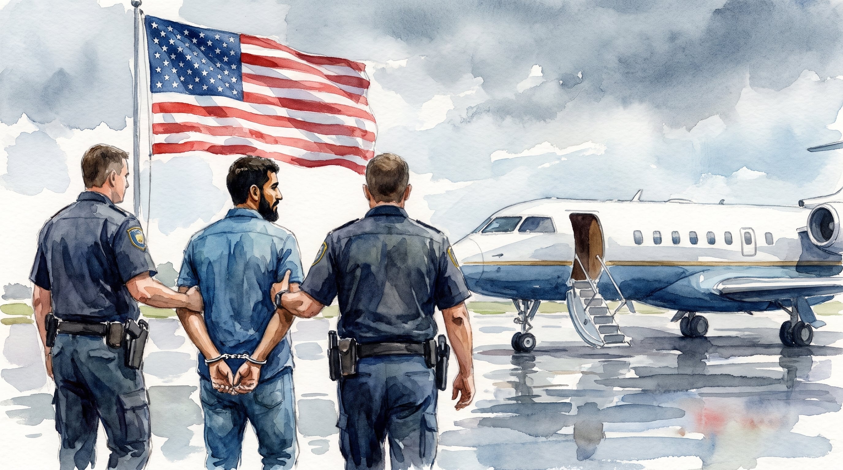 Ilustración del proceso de extradición de alias Mocho Olmedo a Estados Unidos - crédito (Imagen Ilustrativa Infobae)