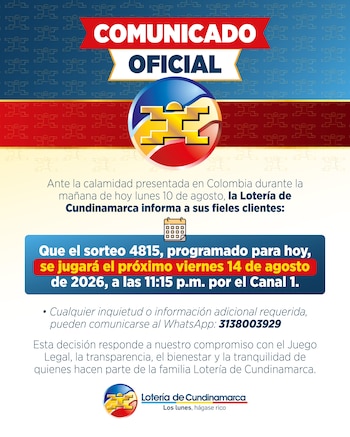 Comunicado oficial de la Lotería de Cundinamarca - crédito Lotería de Cundinamarca / X