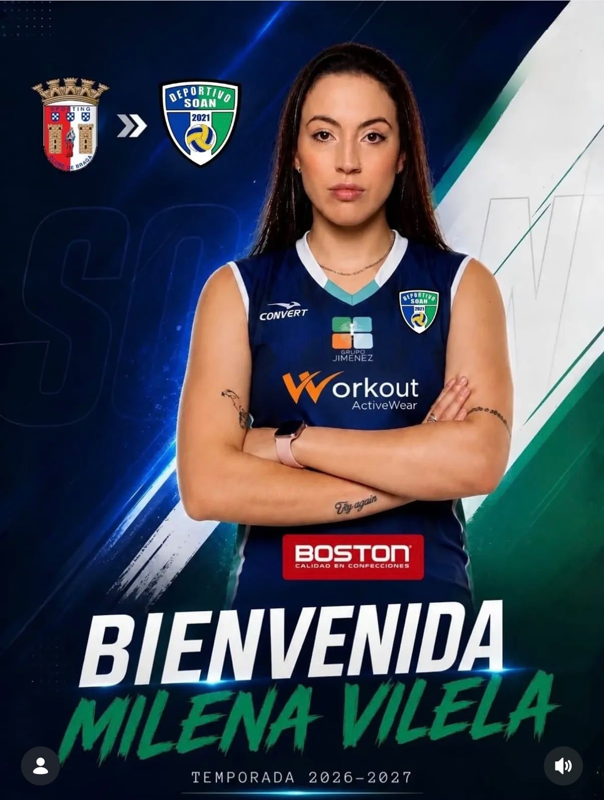 Milena Vilela es uno de los refuerzos de Deportivo Soan para la Liga Peruana de Vóley 2026/2027.