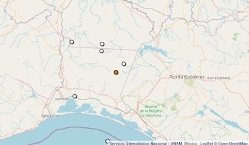 Temblor reportado en Chiapas.
(SSN)