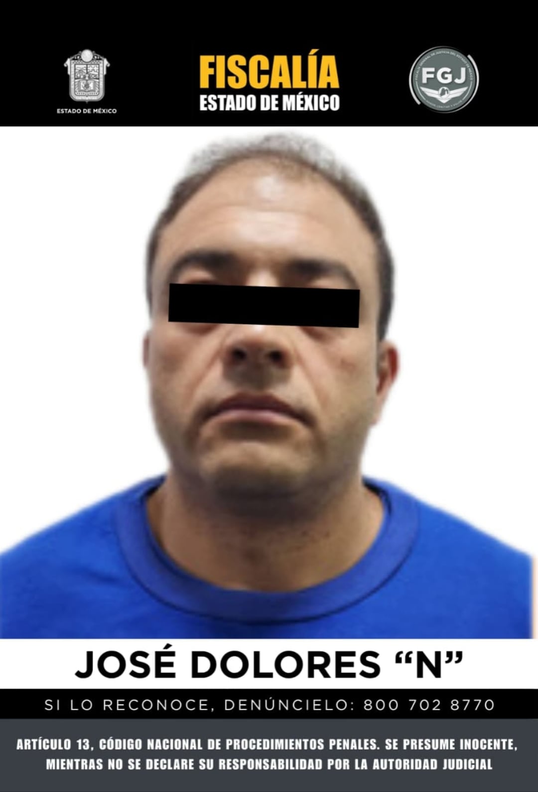 Detenido Edomex Almoloya del Río Edomex (Foto: FGJEM)