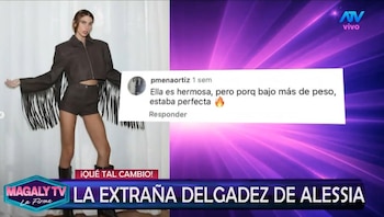 Alessia Rovegno genera preocupación por su delgadez: “Eres linda, solo deseo que no sea alguna enfermedad”. Captura: Magaly TV La Firme.