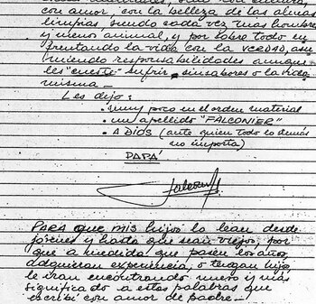 Fragmento de la carta del