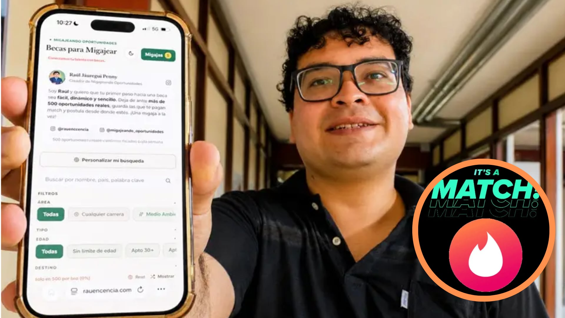 Raúl Jáuregui Penny, estudiante de Ingeniería Ambiental de la Universidad Peruana Cayetano Heredia, creó “Migajeando Oportunidades”, una plataforma para facilitar la búsqueda de becas e intercambios. Composición: Infobae