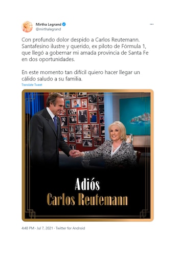Famosos despiden a Carlos Reutemann