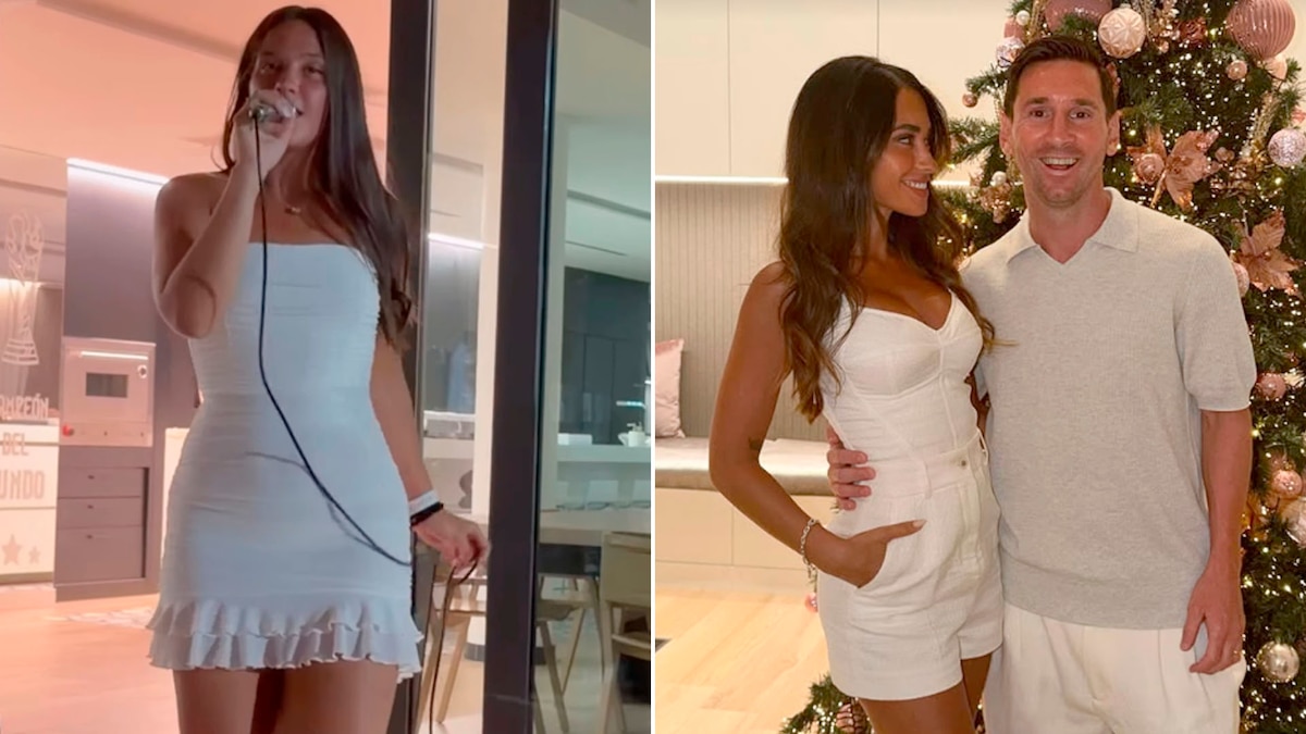 Lionel Messi jugando en el parque de su casa, con la familia y objetos alusivos a la Selección Argentina