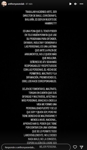 La respuesta de Anthony Aranda