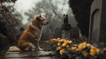 Un perro aullando junto a