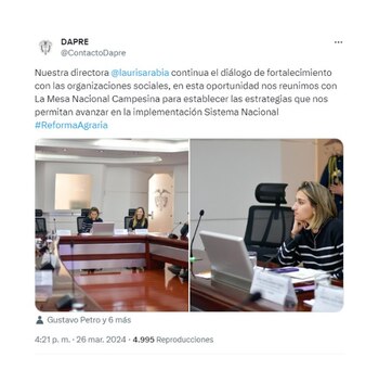 Trino del Dapre sobre reunión con la Mesa Nacional Campesina - crédito captura de pantalla