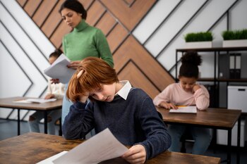 Un estudiante haciendo un examen