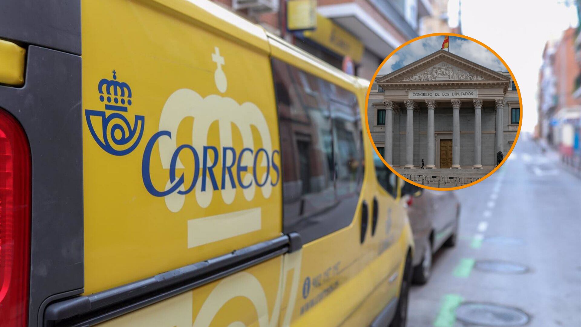 Montaje de un camión de reparto postal de Correos. (Europa Press)