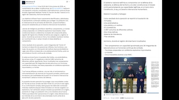 La cartera compartió los detalles del operativo vía X la mañana del martes 13 de octubre de 2026 - crédito @mindefensa/X