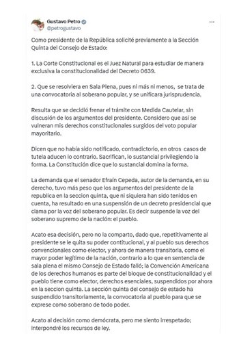 Con este largo mensaje en