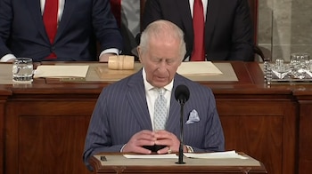 El rey Carlos III durante su discurso en el Congreso de Estados Unidos (RTVE / Pool)