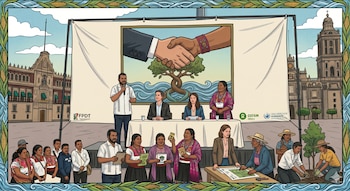 El colectivo propone una reforma legislativa para imponer obligaciones legales a las empresas en derechos humanos y protección ambiental en México. | (Imagen creada con Gemini IA)