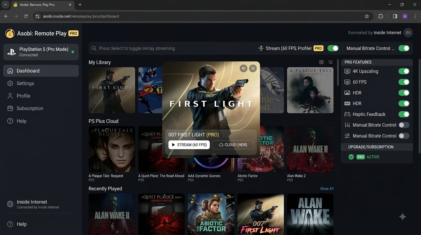 Asobi: Remote Play es una aplicación de terceros para jugar en streaming a títulos de PlayStation.
(Gemini)