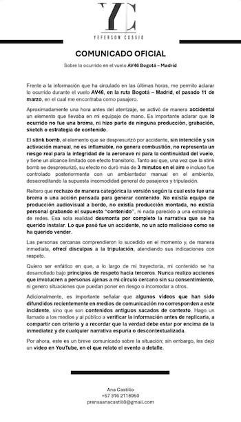 Yeferson Cossio negó categóricamente que el incidente fuera parte de una estrategia de contenido o una acción maliciosa para redes sociales - crédito yefersoncossio / Instagram