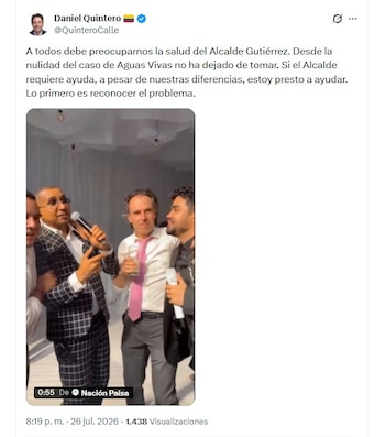 Daniel Quintero, exalcalde de Medellín y actual superintendente de Salud, reaccionó al video de Federico Gutiérrez con sarcasmo - crédito @QuinteroCalle/X
