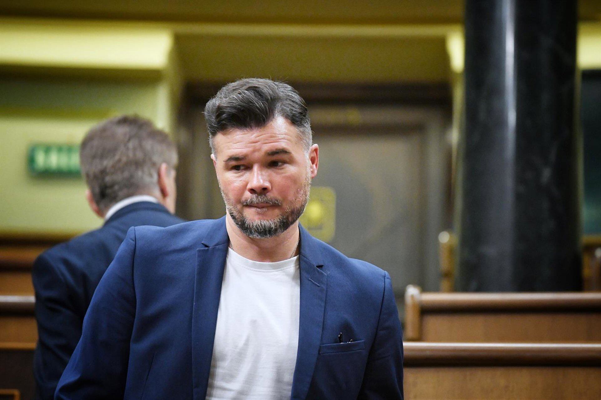 El portavoz de ERC en el Congreso, Gabriel Rufián, durante una sesión plenaria en el Congreso de los Diputados. (Fernando Sánchez - Europa Press)