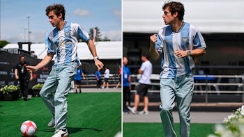 El look mundialista de Franco Colapinto al llegar a Barcelona para el GP de Fórmula 1