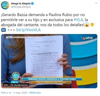 Demanda Gerardo Bazúa a Paulina Rubio