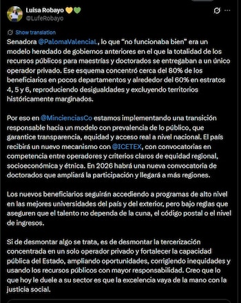 La defensa de la viceministra