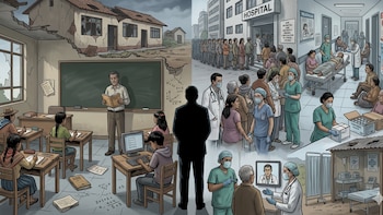 La discusión sobre salud y educación se convirtió en uno de los ejes de la campaña presidencial - crédito Visuales IA
