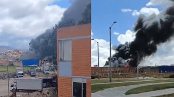 Reportan voraz incendio en bodegas de material reciclado en Bosa, sur de Bogotá: bomberos atienden la emergencia