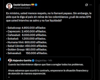 Daniel Quintero - crédito @QuinteroCalle/X