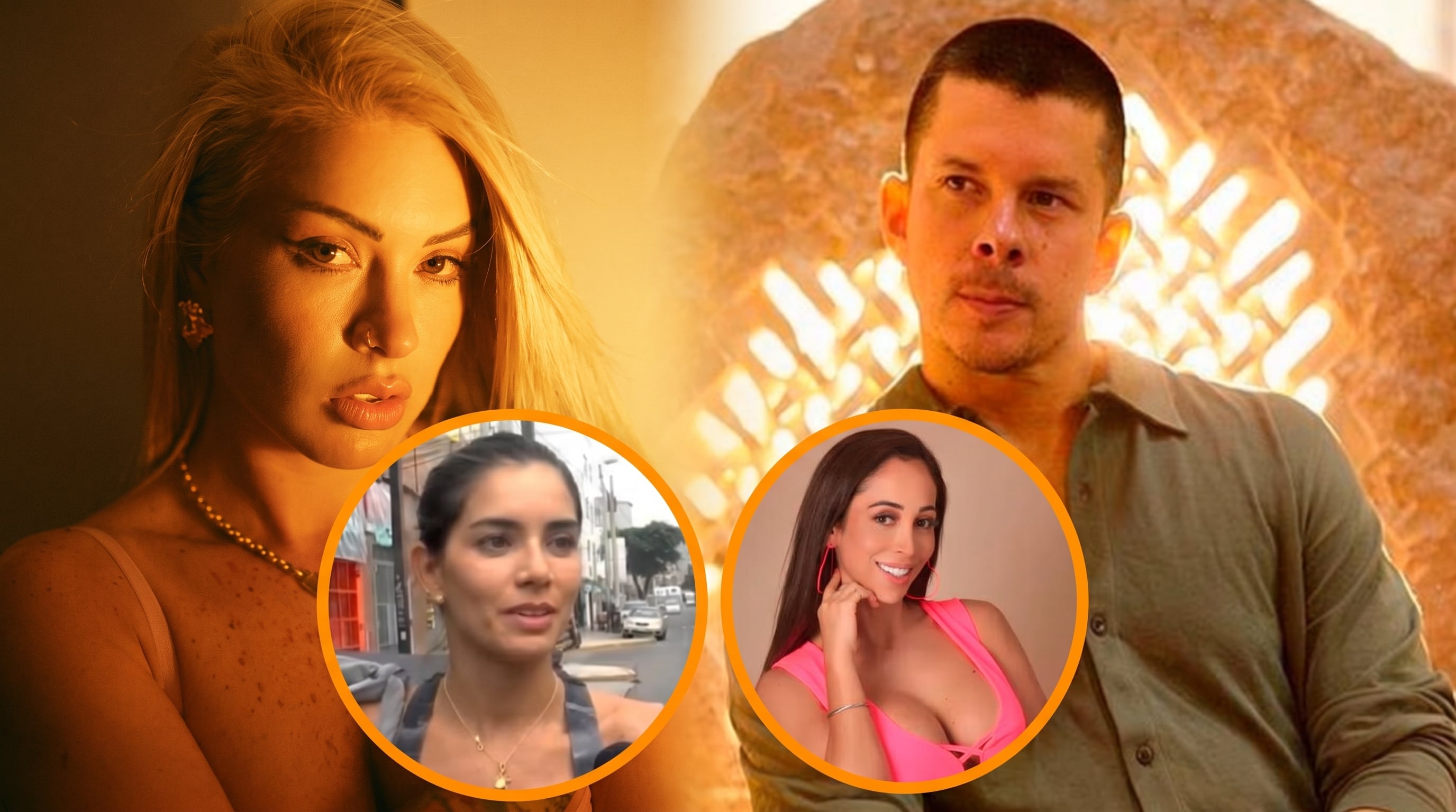 La cantante Leslie Shaw y el exparticipante de reality Mario Hart aparecen en una imagen compuesta que incluye a otras dos mujeres relacionadas con su historial. (Imagen Ilustrativa Infobae)