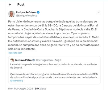 Enrique Peñalosa defiende las troncales