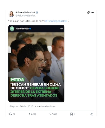 Paloma Valencia a Iván Cepeda