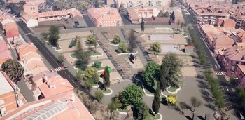 Recreación de la plaza que