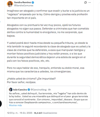 Sandra Ramírez señaló a Iván