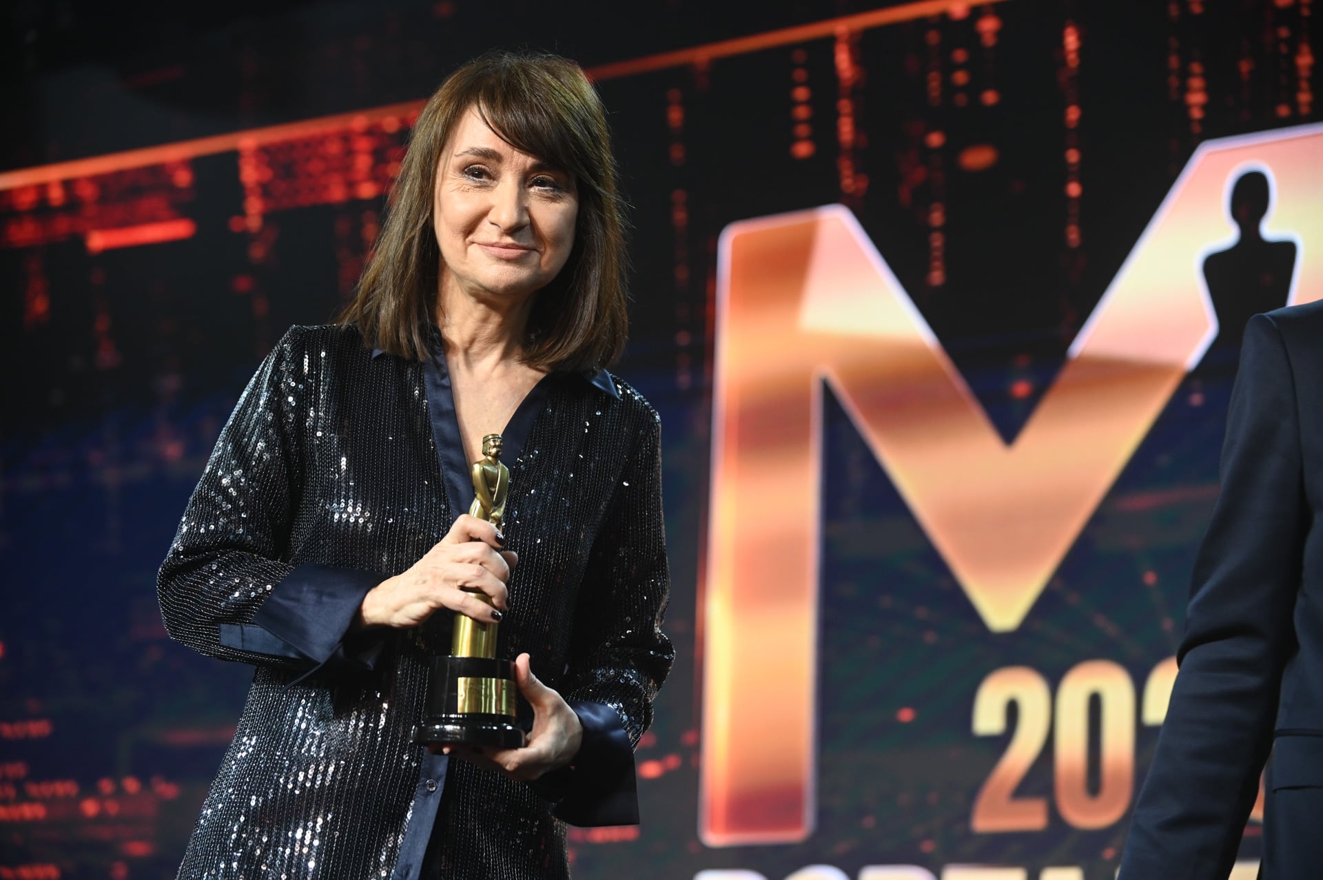 Una de las ganadoras de la noche: María Laura Santillán, como mejor entrevista por Infobae (Jaime Olivos)