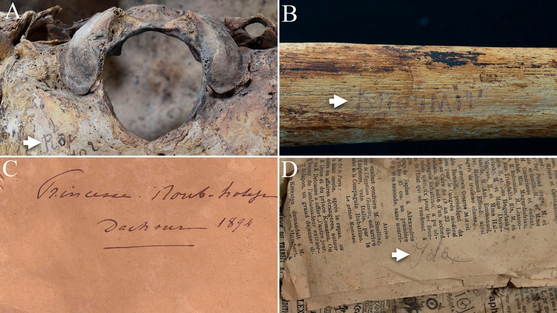 Los nombres de los miembros de la familia real escritos a mano en los propios huesos y en periódicos viejos del siglo XIX fueron la única clave para identificar los restos tras más de cien años de olvido (Frontiers in Environmental Archaeology)
