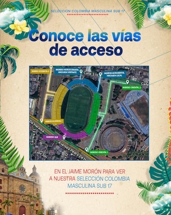 Estas son las vías de acceso para el encuentro de la "Tricolor"-crédito @FCFSeleccionCol/X