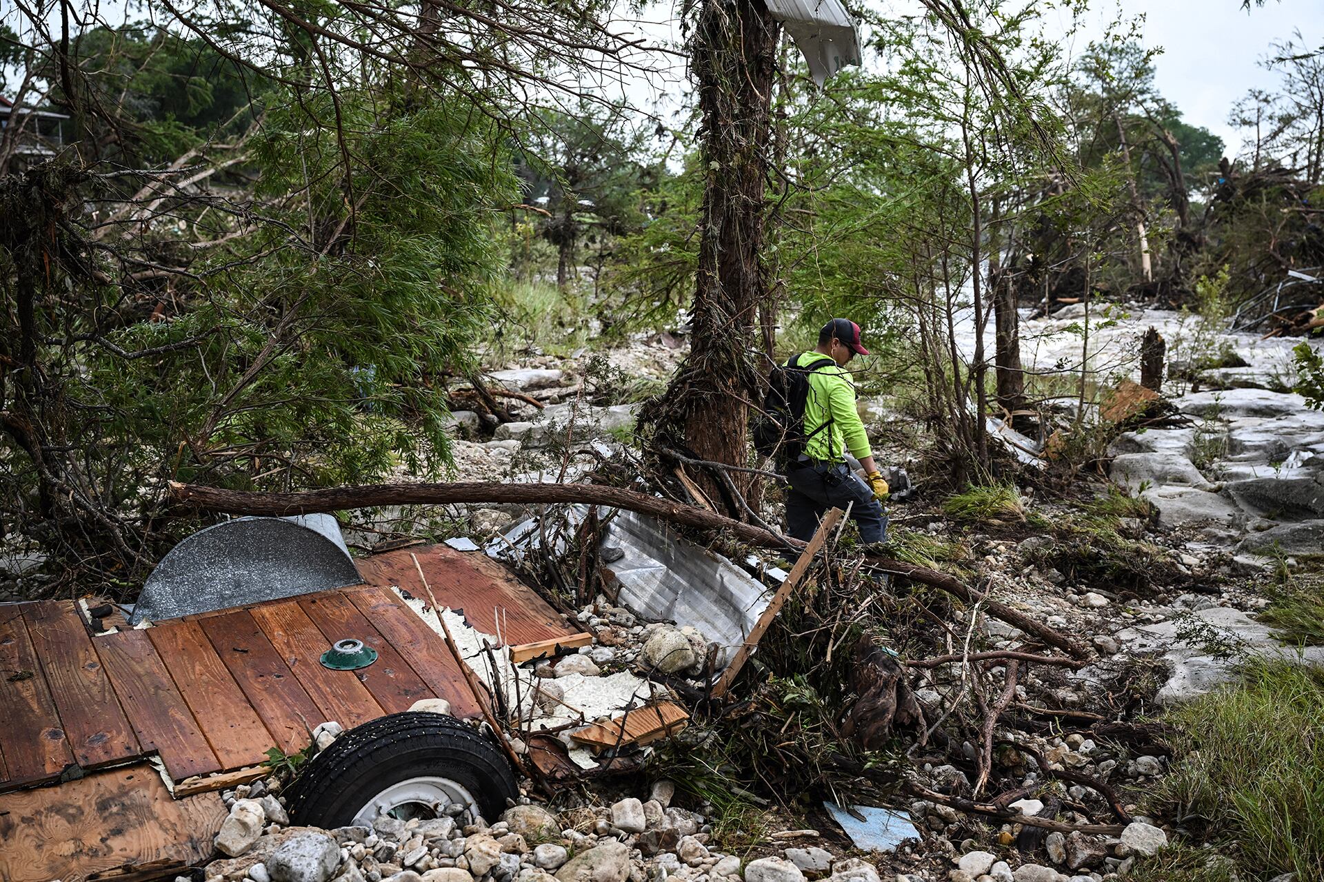 La devastación en el río Guadalupe dejó pueblos enteros afectados. (Ronaldo Schemidt/AFP)