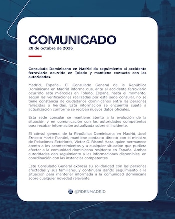 El consulado descarta dominicanos heridos en Toledo.