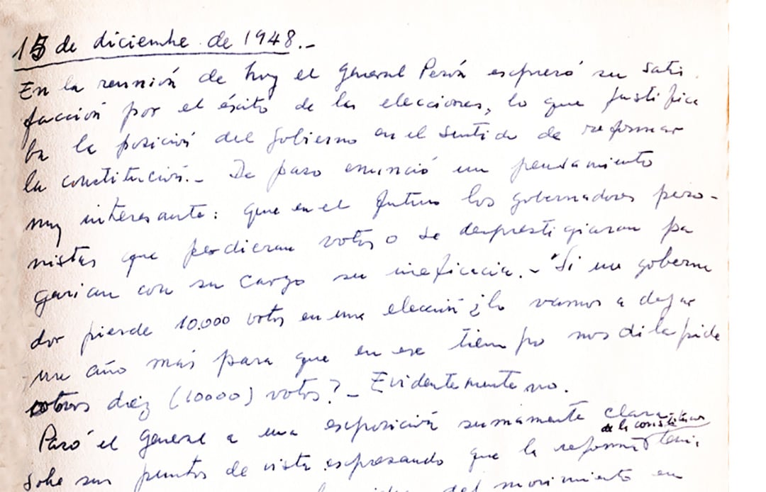 De puño y letra. Una de las primeras anotaciones del diario, cuyo contenido sale a la luz por primera vez