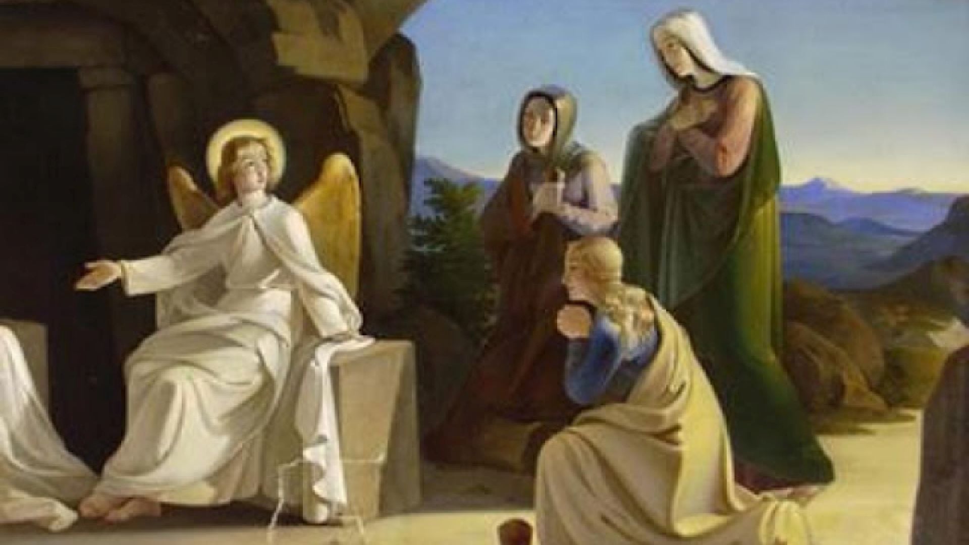 Las tres Marías en la tumba de Jesús, óleo sobre lienzo de Julius Schnorr von Carolsfeld (1835)