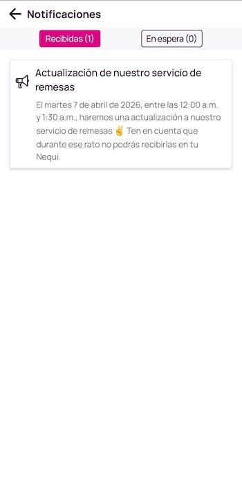 La compañía financiera informó que los usuarios de la plataforma 100 % digital, durante ese periodo, no podrán recibir dinero del exterior en sus cuentas - crédito Nequi